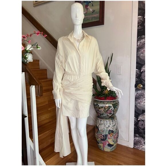 Ronny Kobo
Women's Natural Karmen Gathered Cotton-blend Poplin Mini Dress - Picture 4 of 8